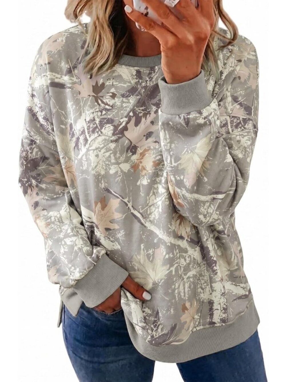 Plus Size Camo Print Sweatshirt for Women | Cozy Pullover Top, Casual Style